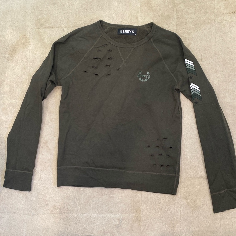 Barry’s boot camp distressed crew neck sweatshirt